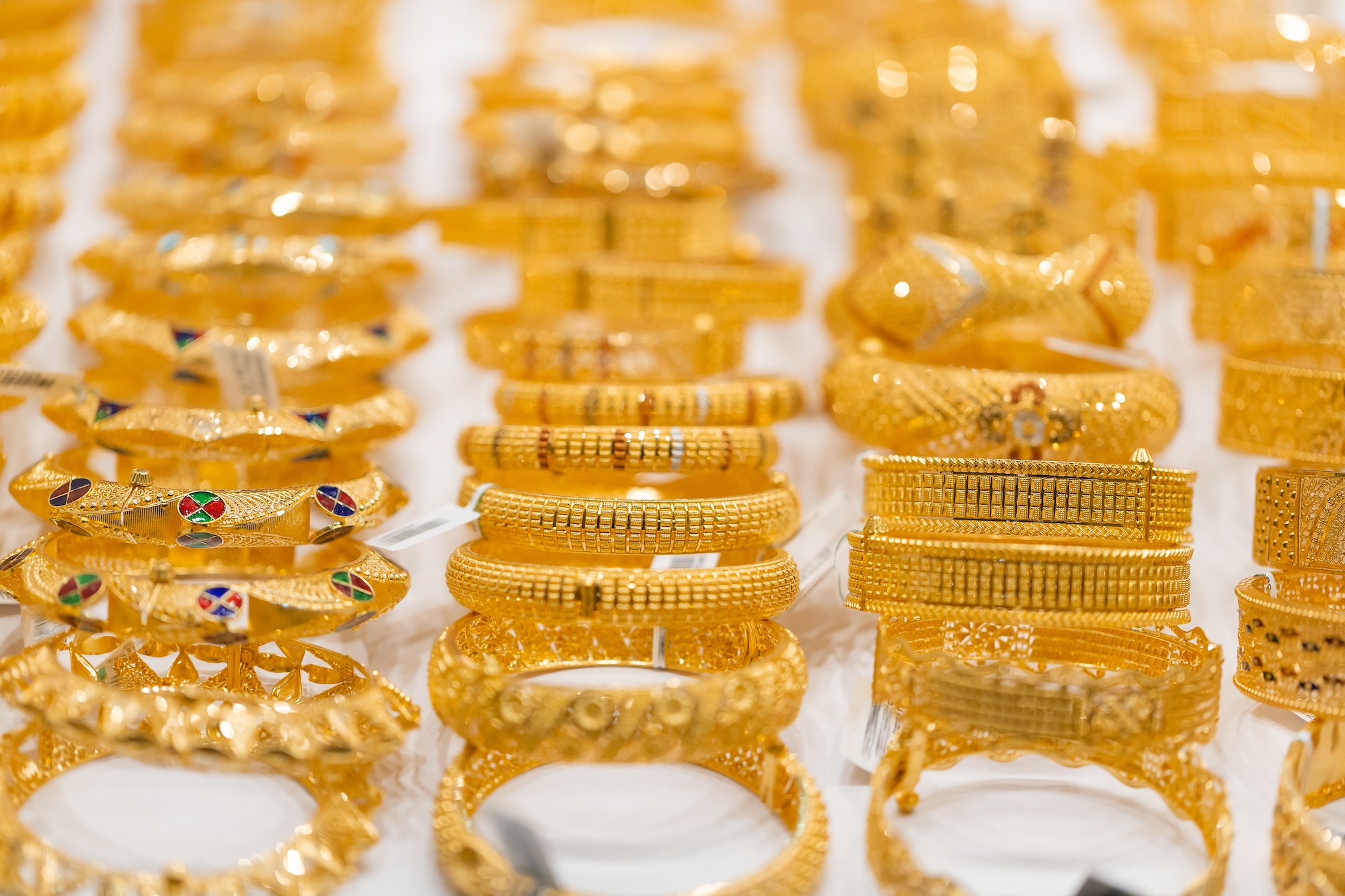Golden jewellery at golden market in Deira, Dubai